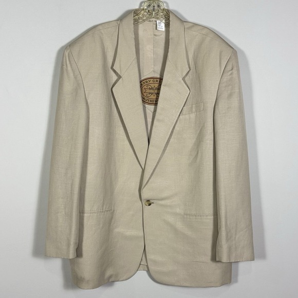 Other - Henry Grethel Context Linen Jacket Mens Large Beige Blazer Sport Coat Vintage‎